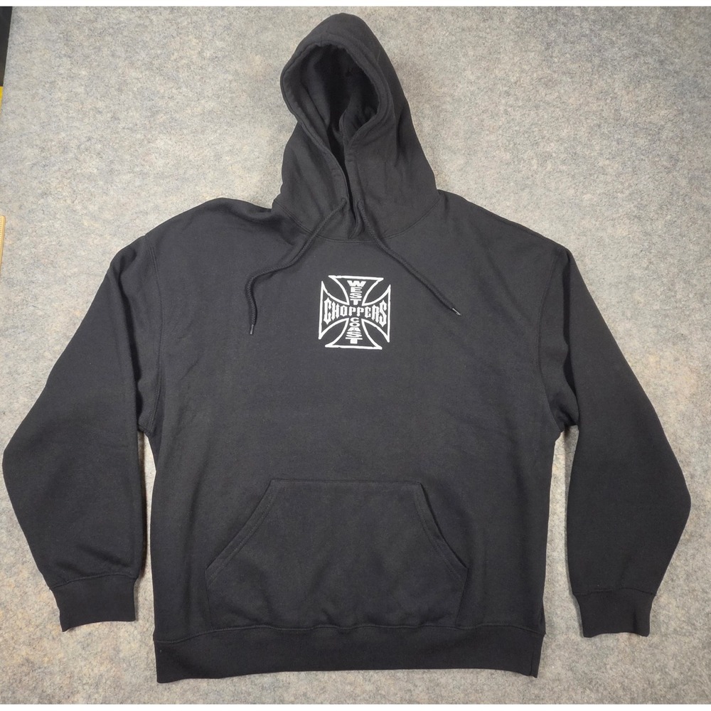 West Coast Choppers Jesse James Cobra Iron Cross Hoodie Black XL NEW Y2K Style